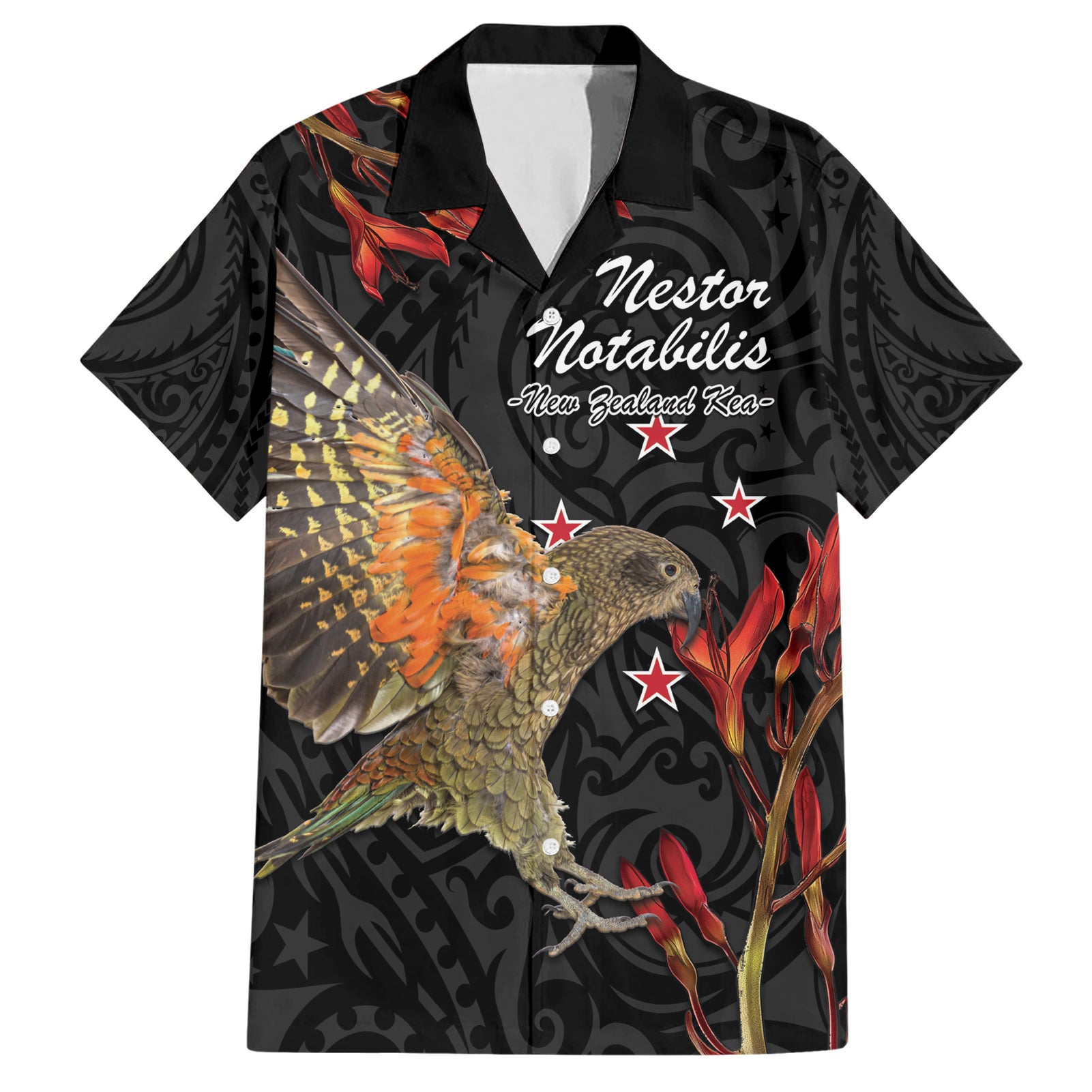 Personalised New Zealand Kea Hawaiian Shirt Nestor Notabilis With Harakeke Maori Pattern