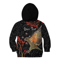 Personalised New Zealand Kea Kid Hoodie Nestor Notabilis With Harakeke Maori Pattern