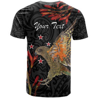 Personalised New Zealand Kea T Shirt Nestor Notabilis With Harakeke Maori Pattern