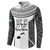 Custom Fiji Tapa Rugby Button Sweatshirt Flying Fijian Black And White Version