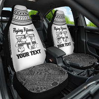 Custom Fiji Tapa Rugby Car Seat Cover Flying Fijian Black And White Version