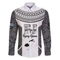 Custom Fiji Tapa Rugby Family Matching Off Shoulder Short Dress and Hawaiian Shirt Flying Fijian Black And White Version
