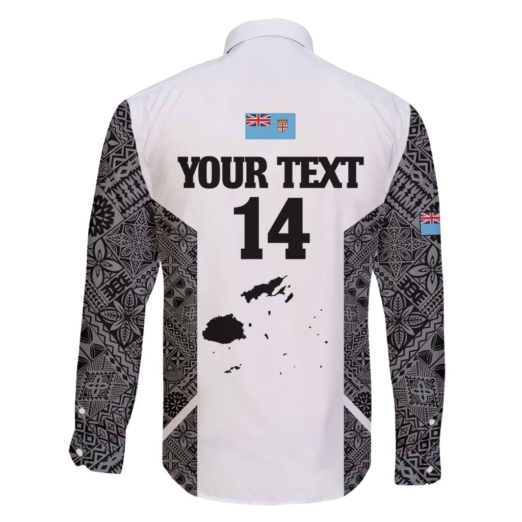 Custom Fiji Tapa Rugby Family Matching Puletasi and Hawaiian Shirt Flying Fijian Black And White Version