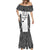 Custom Fiji Tapa Rugby Mermaid Dress Flying Fijian Black And White Version