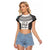 Custom Fiji Tapa Rugby Raglan Cropped T Shirt Flying Fijian Black And White Version