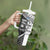 Custom Fiji Tapa Rugby Tumbler With Handle Flying Fijian Black And White Version