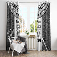 Custom Fiji Tapa Rugby Window Curtain Flying Fijian Black And White Version