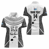 Custom Fiji Tapa Rugby Women Polo Shirt Flying Fijian Black And White Version