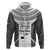 Custom Fiji Tapa Rugby Zip Hoodie Flying Fijian Black And White Version