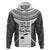 Custom Fiji Tapa Rugby Zip Hoodie Flying Fijian Black And White Version