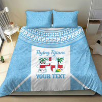 Custom Fiji Tapa Rugby Bedding Set Flying Fijian Blue And White Version