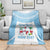 Custom Fiji Tapa Rugby Blanket Flying Fijian Blue And White Version