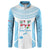Custom Fiji Tapa Rugby Button Sweatshirt Flying Fijian Blue And White Version