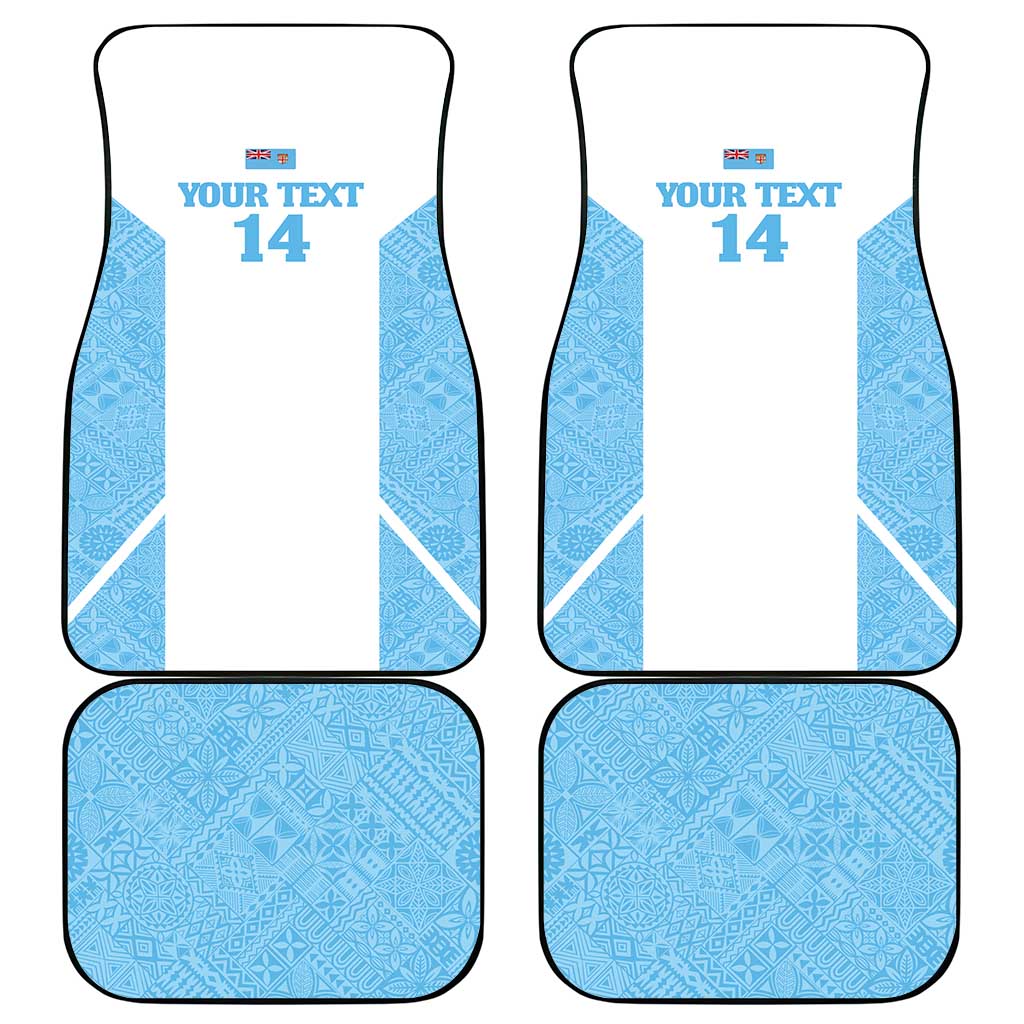 Custom Fiji Tapa Rugby Car Mats Flying Fijian Blue And White Version