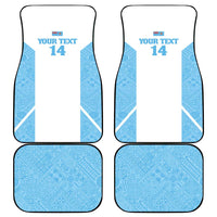 Custom Fiji Tapa Rugby Car Mats Flying Fijian Blue And White Version