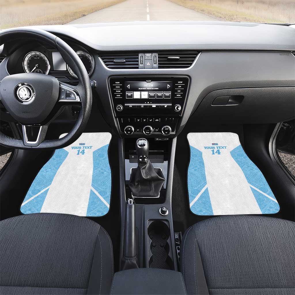 Custom Fiji Tapa Rugby Car Mats Flying Fijian Blue And White Version