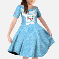 Custom Fiji Tapa Rugby Family Matching Mermaid Dress and Hawaiian Shirt Flying Fijian Blue And White Version