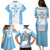 Custom Fiji Tapa Rugby Family Matching Puletasi and Hawaiian Shirt Flying Fijian Blue And White Version