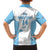 Custom Fiji Tapa Rugby Family Matching Tank Maxi Dress and Hawaiian Shirt Flying Fijian Blue And White Version