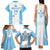 Custom Fiji Tapa Rugby Family Matching Tank Maxi Dress and Hawaiian Shirt Flying Fijian Blue And White Version
