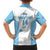 Custom Fiji Tapa Rugby Hawaiian Shirt Flying Fijian Blue And White Version