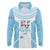 Custom Fiji Tapa Rugby Long Sleeve Polo Shirt Flying Fijian Blue And White Version