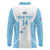 Custom Fiji Tapa Rugby Long Sleeve Polo Shirt Flying Fijian Blue And White Version