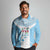 Custom Fiji Tapa Rugby Long Sleeve Polo Shirt Flying Fijian Blue And White Version