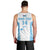 Custom Fiji Tapa Rugby Men Tank Top Flying Fijian Blue And White Version