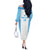 Custom Fiji Tapa Rugby Off The Shoulder Long Sleeve Dress Flying Fijian Blue And White Version