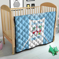Custom Fiji Tapa Rugby Quilt Flying Fijian Blue And White Version