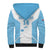 Custom Fiji Tapa Rugby Sherpa Hoodie Flying Fijian Blue And White Version