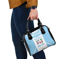 Custom Fiji Tapa Rugby Shoulder Handbag Flying Fijian Blue And White Version