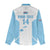 Custom Fiji Tapa Rugby Women Casual Shirt Flying Fijian Blue And White Version