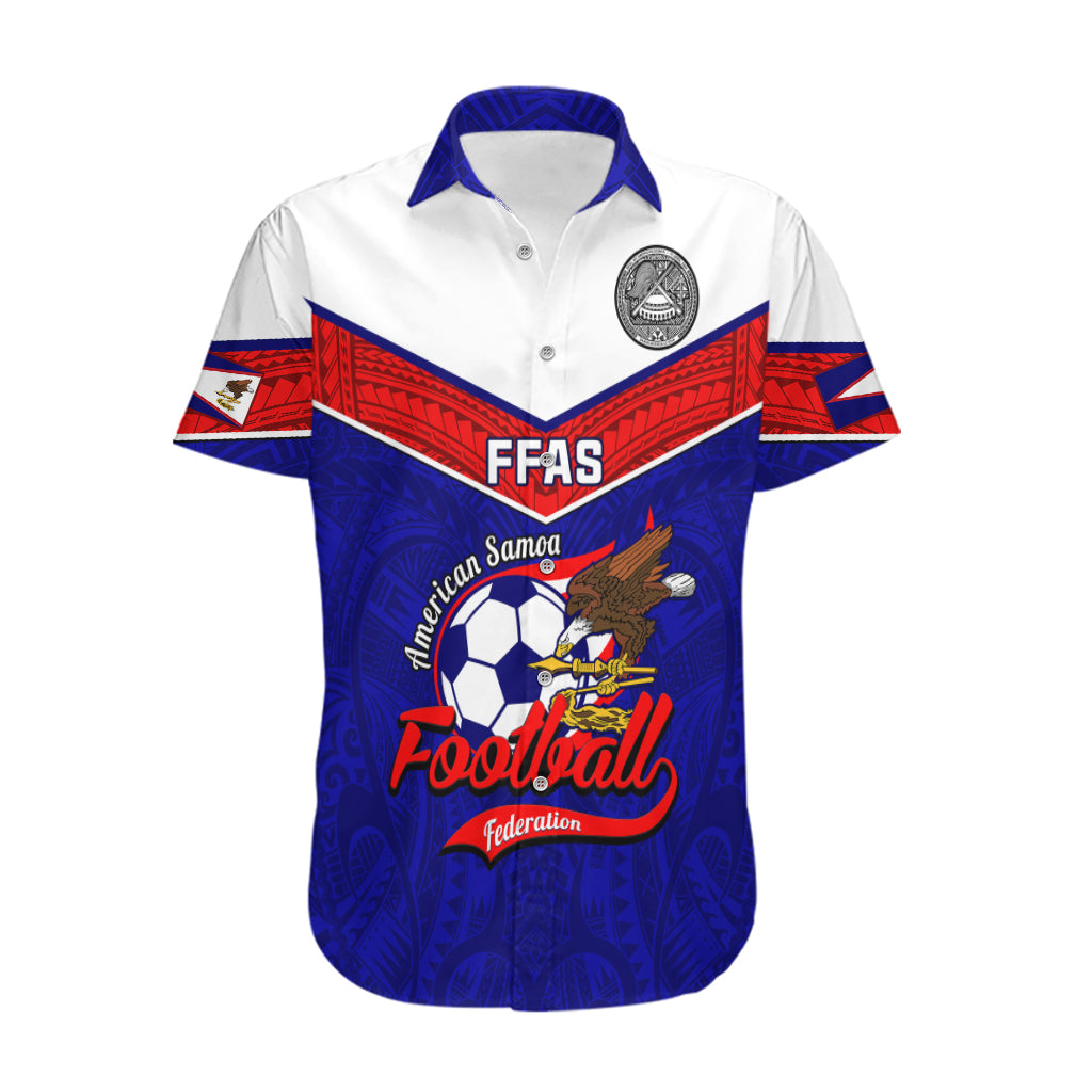 Personalised American Samoa Football Hawaiian Shirt Polynesian Sporty Style LT14 Blue - Polynesian Pride