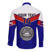 Personalised American Samoa Football Long Sleeve Button Shirt Polynesian Sporty Style LT14 - Polynesian Pride
