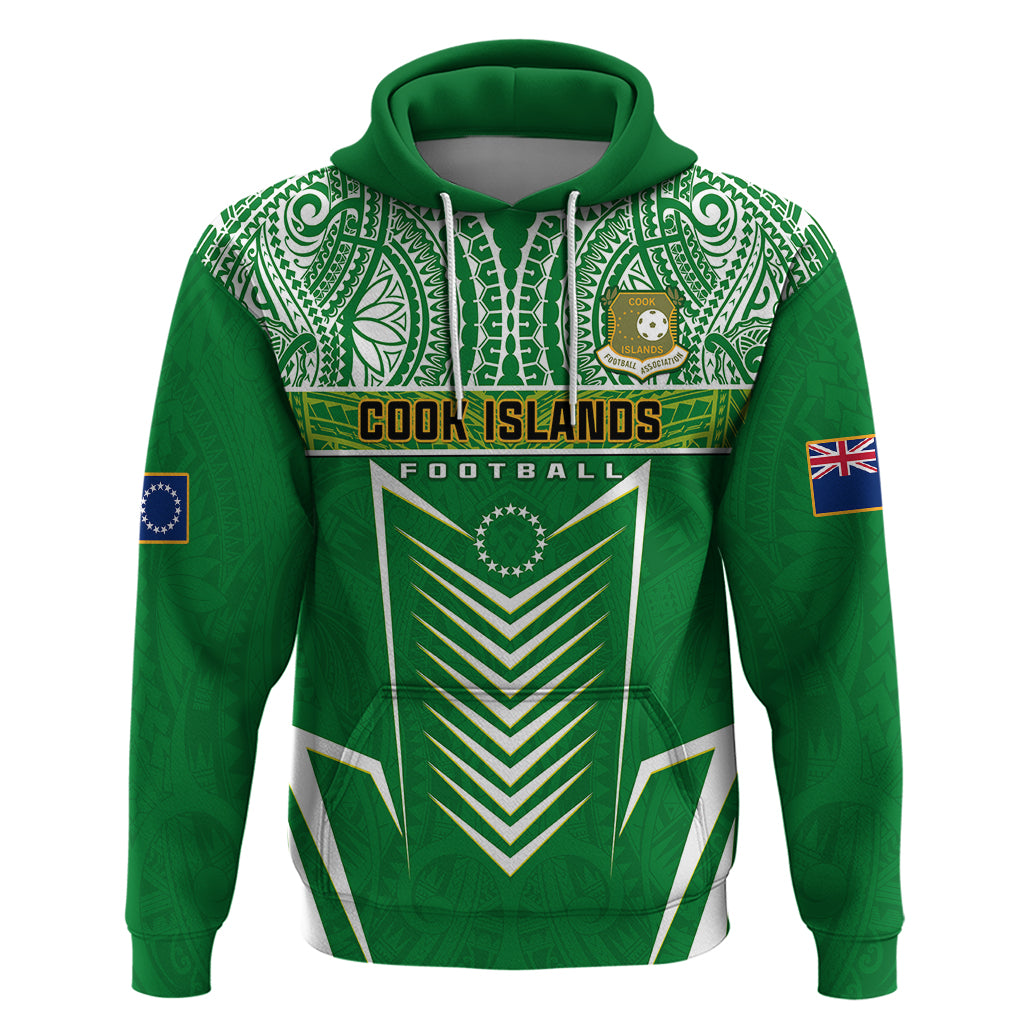 Cook Islands Football Hoodie Go Kuki Airani Polynesian Sporty Style LT14 Pullover Hoodie Green - Polynesian Pride