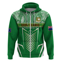 Cook Islands Football Hoodie Go Kuki Airani Polynesian Sporty Style LT14 Zip Hoodie Green - Polynesian Pride