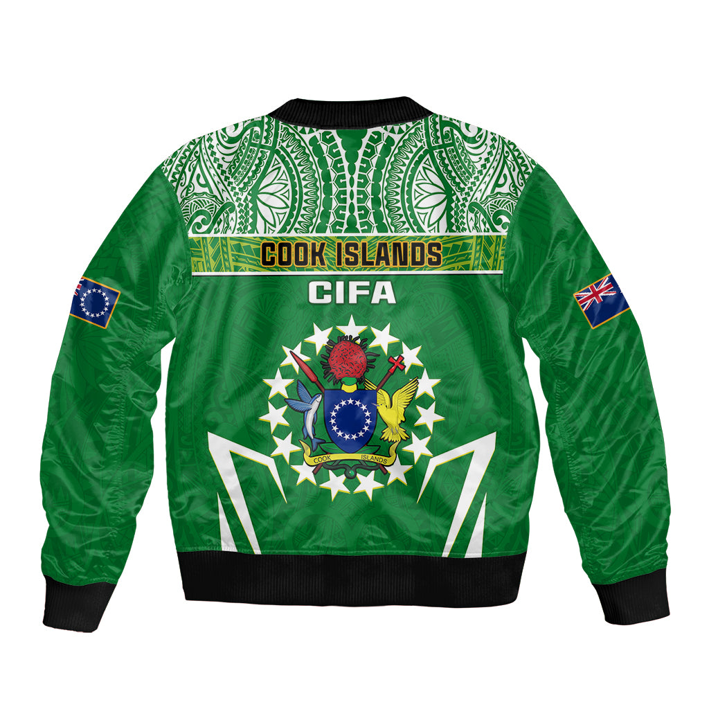 Cook Islands Football Sleeve Zip Bomber Jacket Go Kuki Airani Polynesian Sporty Style LT14 - Polynesian Pride