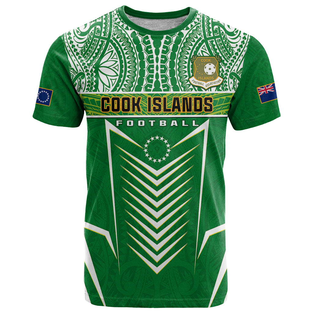 Cook Islands Football T Shirt Go Kuki Airani Polynesian Sporty Style LT14 Green - Polynesian Pride