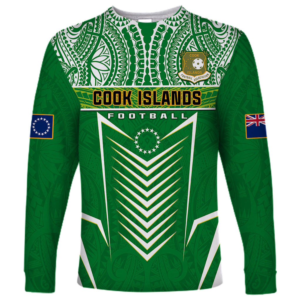 Personalised Cook Islands Football Long Sleeve Shirt Go Kuki Airani Polynesian Sporty Style LT14 Unisex Green - Polynesian Pride