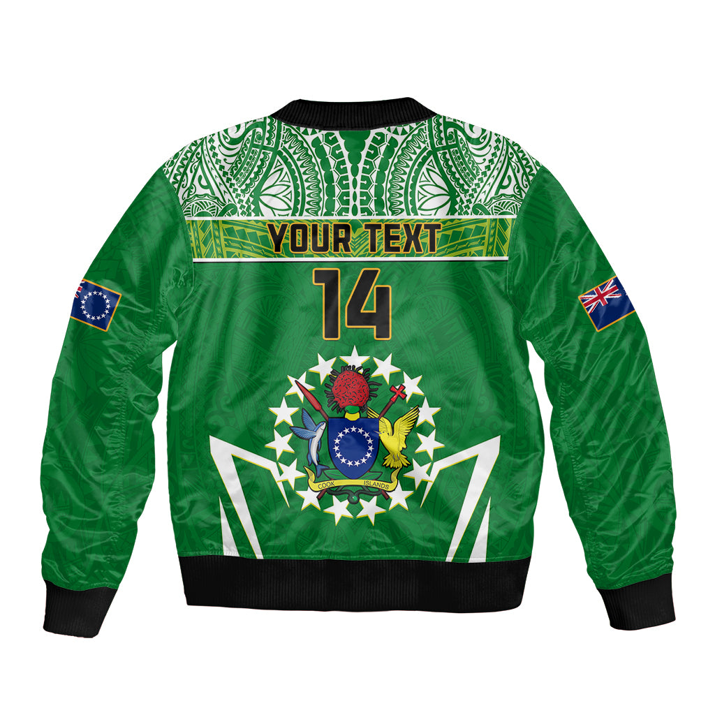 Personalised Cook Islands Football Sleeve Zip Bomber Jacket Go Kuki Airani Polynesian Sporty Style LT14 - Polynesian Pride