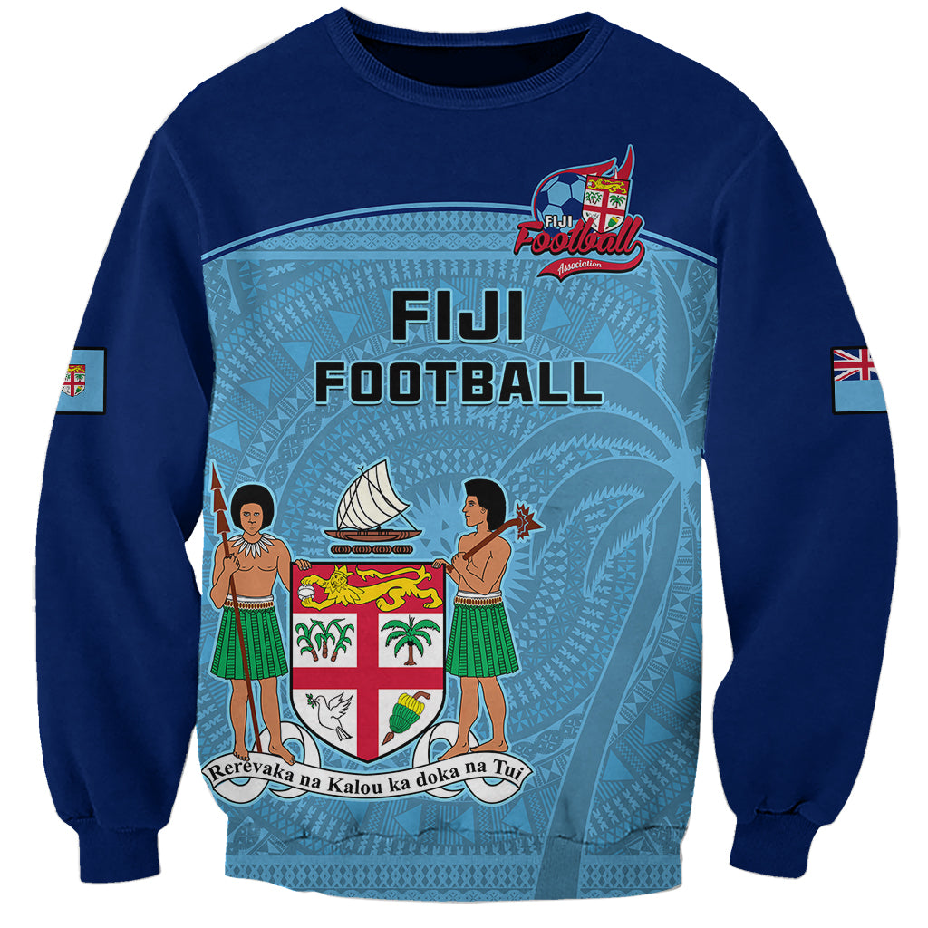 Fiji Football Sweatshirt Fijian Tapa Pattern Sporty Style LT14 Unisex Blue - Polynesian Pride