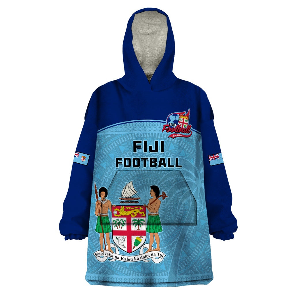 Fiji Football Wearable Blanket Hoodie Fijian Tapa Pattern Sporty Style LT14 One Size Blue - Polynesian Pride