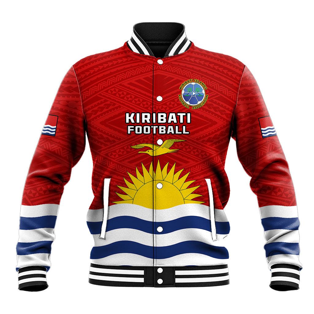 Kiribati Football Baseball Jacket Polynesian Pattern Mix Kiribatian Flag LT14 Unisex Red - Polynesian Pride