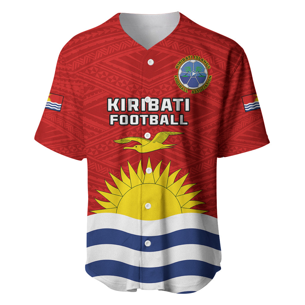 Kiribati Football Baseball Jersey Polynesian Pattern Mix Kiribatian Flag LT14 Red - Polynesian Pride