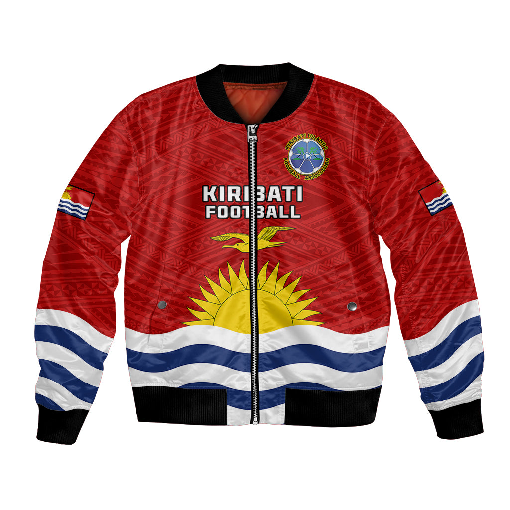 Kiribati Football Bomber Jacket Polynesian Pattern Mix Kiribatian Flag LT14 Unisex Red - Polynesian Pride