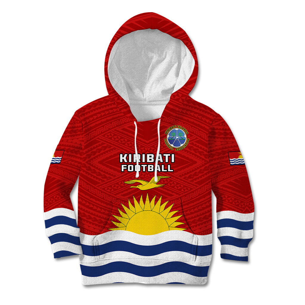 Kiribati Football Kid Hoodie Polynesian Pattern Mix Kiribatian Flag LT14 Red - Polynesian Pride