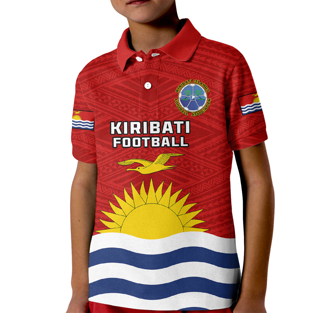 Kiribati Football Kid Polo Shirt Polynesian Pattern Mix Kiribatian Flag LT14 Kid Red - Polynesian Pride