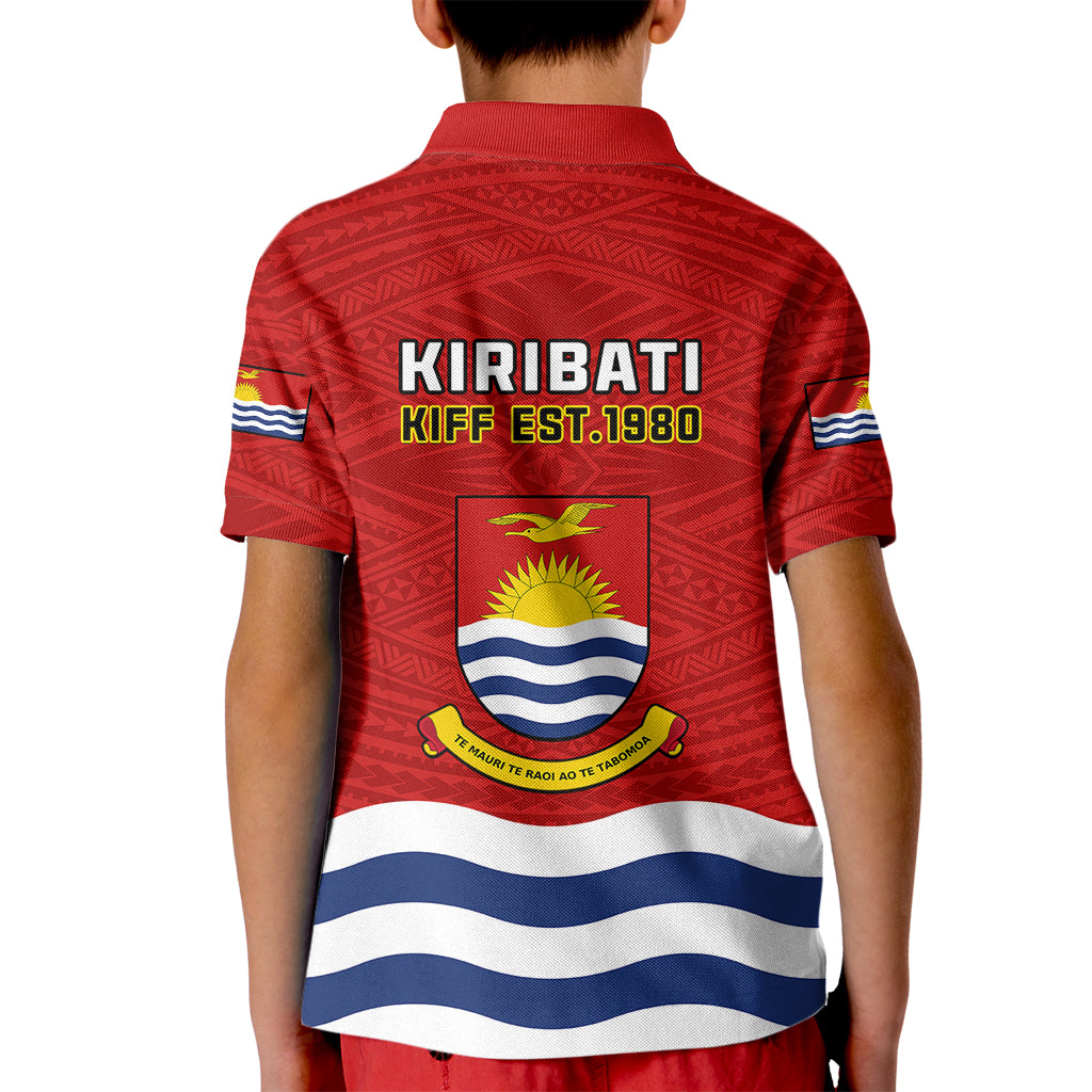 Kiribati Football Kid Polo Shirt Polynesian Pattern Mix Kiribatian Flag LT14 - Polynesian Pride